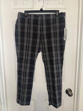 Worthington Gray and Black Plaid Straight-Leg Pants